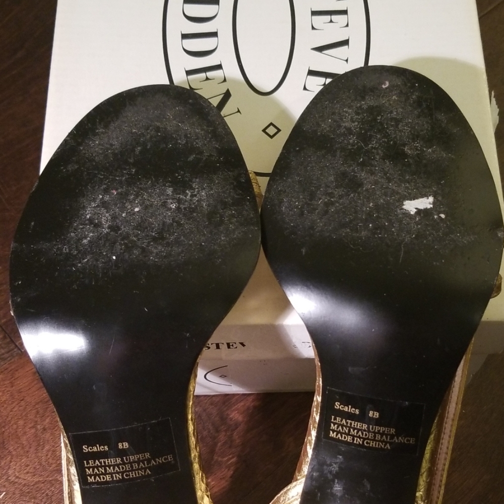 Steven Madden Gold Barely There Heels, Size 8 M - image 7